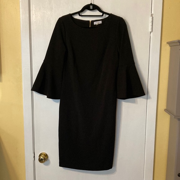 Calvin Klein Black Dress with Over-sized Sleeve - Picture 1 of 6